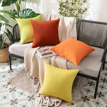 MIULEE Fall Pack of 2 Decorative Outdoor Waterproof Throw Pillow Covers, Polyester Linen Cushion Cases for Garden