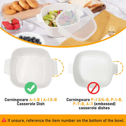 2 Packs Silicone Lids for Corningware A-1-B | A-1.5-B Casserole Dish, Dishwasher&Freezer Safe (Container NOT Included)