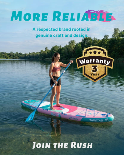 iTAOSTAR W01CP 36" Super Wide Paddle Board, More Fun Inflatable Paddleboard with 5 Fins for Better Balance, Stand Up Paddle Board with Premium SUP Accessories for Adults of All Skill Levels