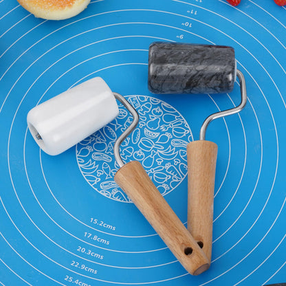 Tianman Small Marble Rolling Pin Pizza Roller, Marble Pastry Roller Non-Stick T-Type, For Cake Baking Tortilla Fudge Pizza Cookies and Other Kitchen Baking Cooking (Type 3 White).