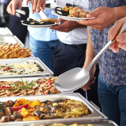 JJUNW 8 Pieces Large Serving Spoons Set, 9 Inch Big Stainless Steel Buffet Serving Spoons Serving Utensils for Parties Kitchen Buffet, Dishwasher Safe, Silver