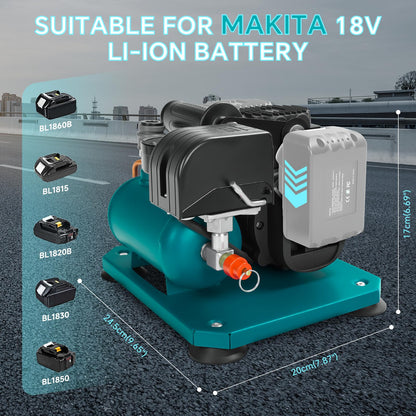 Cordless Air Compressor for Makita 18V Li-ion battery, 0.26-Gallon Capacity, Oil-Free, Ultra Quiet Portable Air Compressor, 65 dB Noise Level Electric Air Compressor
