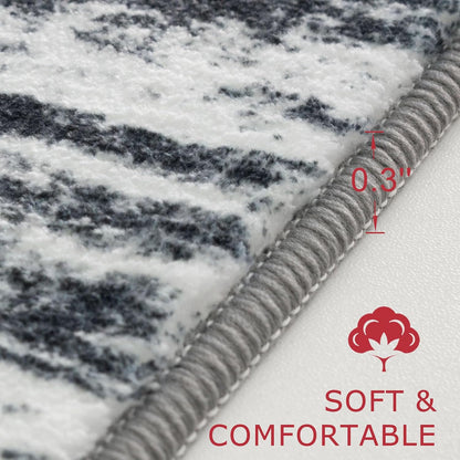 KOZYFLY Modern Abstract Kitchen Runner Rug, 2x5 Washable Non-Slip Soft Striped Carpet for Entryway, Bathroom, Laundry
