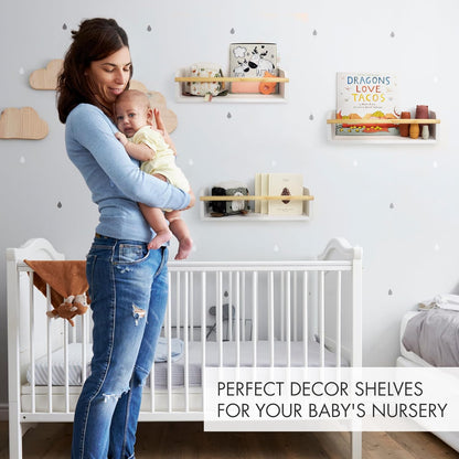 Set 3 Decorative Nursery Bookshelves for Kids - of Easy to Install Floating Shelves for Wall Mount - Beautiful Hanging