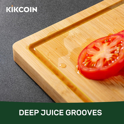 2014 Kikcoin Bamboo Cutting Boards for Kitchen, Wooden Healthy Cutting Boards for Charcuterie, Vegetables, Cheese