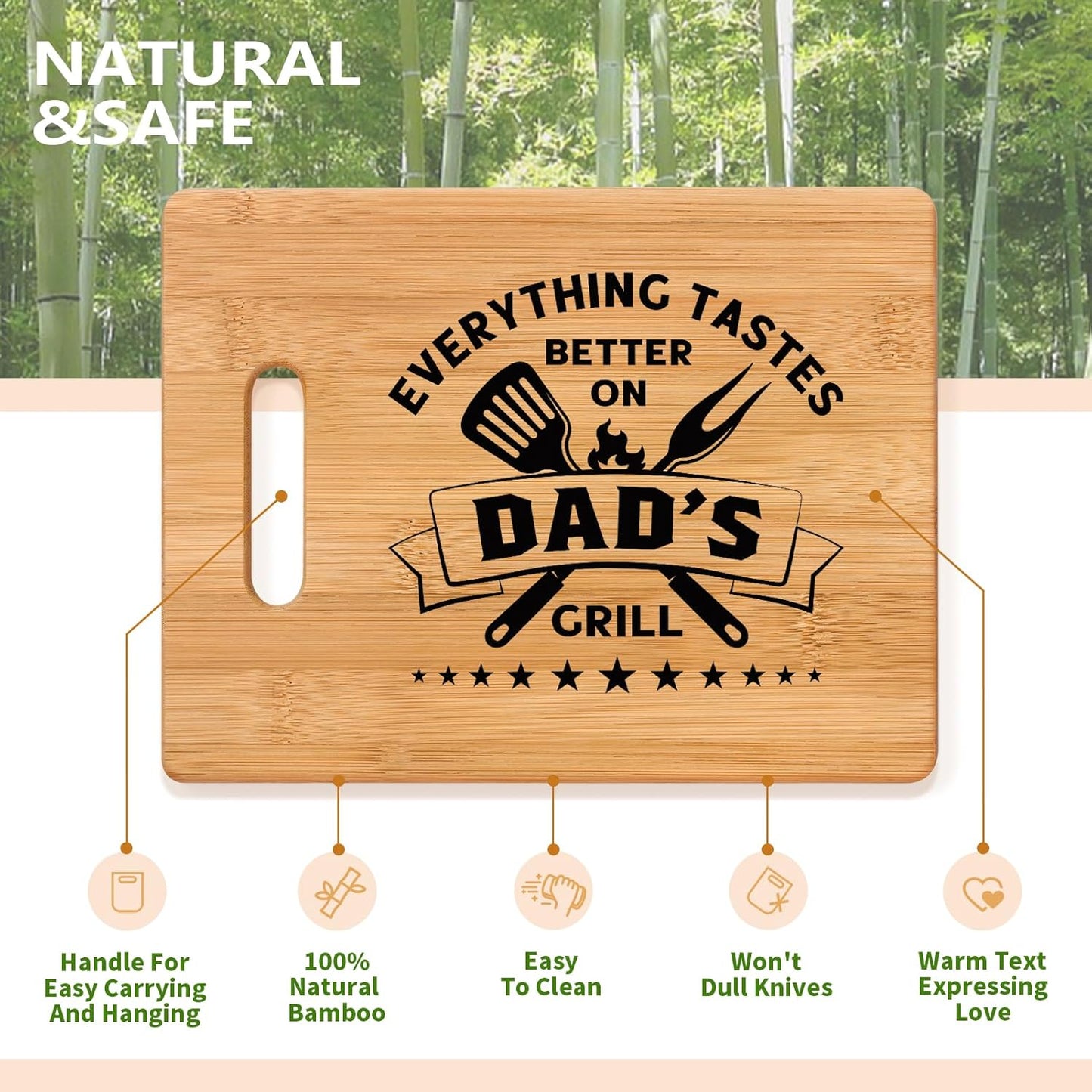 Unique Bamboo Cutting Board Gift for Dad, Best Birthday Gift, Cool Christmas, Father's Day Gift