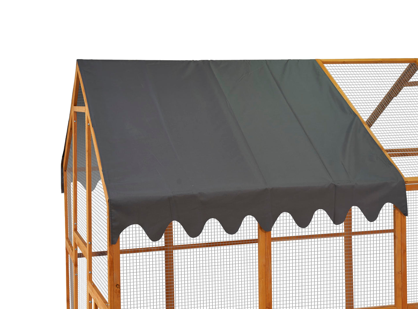 KEIKI Chicken Coop, 9.3 x 6.2 x 6 FT, Large Wooden Chicken Run with Waterproof Cover, Outdoor Walk-in Hen House, for Backyard Farm, Yellow