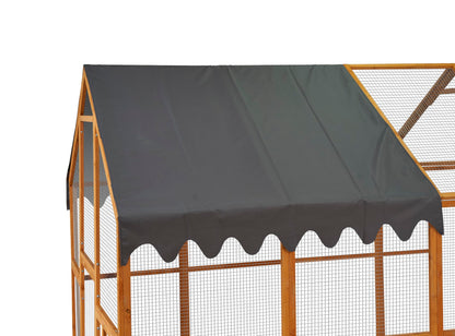 KEIKI Chicken Coop, 9.3 x 6.2 x 6 FT, Large Wooden Chicken Run with Waterproof Cover, Outdoor Walk-in Hen House, for Backyard Farm, Yellow