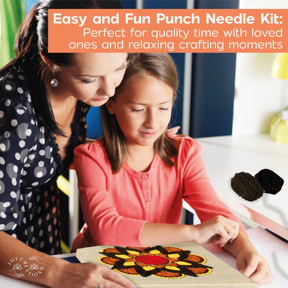 Lili Creations Complete Punch Needle Kit for Beginners & Adults – DIY Embroidery Punch Stitching Kit with Yarn, Canvas, and Tools – Perfect for Relaxation, Home Décor, Art, & Holiday Crafts