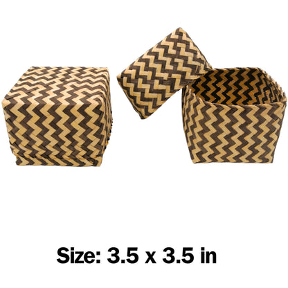 Sticky Rice Basket, Bamboo Rice Container, Kratip Zig Zig Woven 3.5 Inches Steamed Sticky Rice Bowl, Thailand Handmade Serving Basket, Original Bamboo Color, Thai Laos Kratib (Zig Zack Pack of 2)