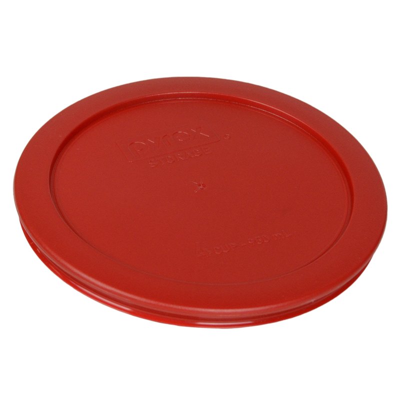 Pyrex (2) 7202-PC 1-Cup, (2) 7200-PC 2-Cup, (2) 7201-PC 4-Cup, & (1) 7402-PC 6/7-Cup Poppy Red Lids - Made in USA