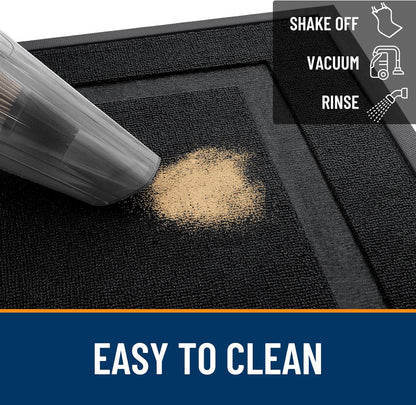 OLANLY Waterproof Front Door Mat - All-Season Indoor/Outdoor Doormat, Easy Clean, 33x21, Jet Black