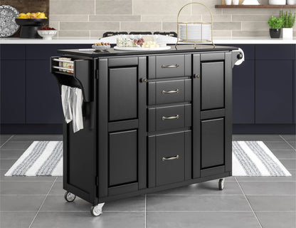 Create-a-Cart Black 2 Door Kitchen Cart with Black Granite Top by Home Styles