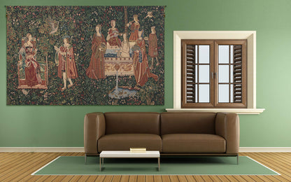 C Charlotte Home Furnishings Inc Bath and Reading in the Garden Belgian Tapestry Wall Hanging | Viscose Cotton and Polyester Blend Wall Art | 69 in. x 112 in | Home Decor Accents