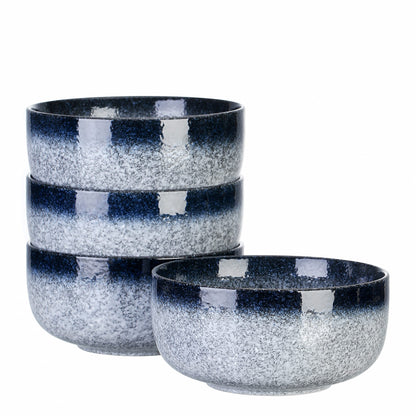 S&Q'S CERAMICS Cereal Bowls - 36 Ounce, Japanese Noodle Bowl Set, Ceramic Bowls for Kitchen, Breakfast, Oatmeal, Microwave and Dishwasher Safe, [Set of 4], Dark Blue