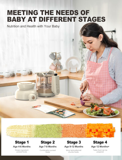 BabyNutri Auto Baby Food Maker, Glass Baby Food Mill, Baby Blender & Steamer and Puree Maker with Auto Cooking, Easy Cleaning, Touch Screen, Dishwasher Safe(12oz)