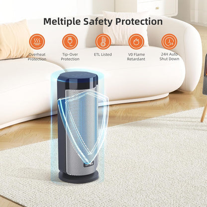 Space Heaters for Indoor Use Large Room, 70 ° Oscillation, Fast Heating Ceramic Electric with Digital Thermostat, Remote Control, 1-12H Timer, Overheat Protection, Safety Heater for Bedroom