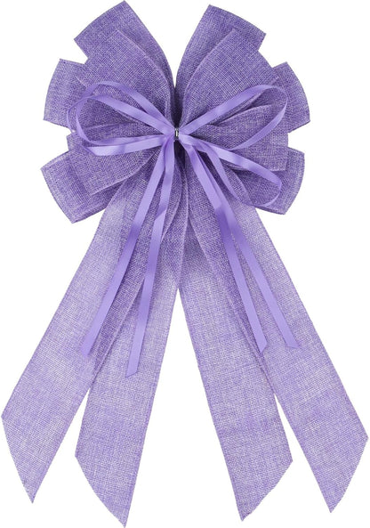 YKW Large Purple Burlap Bow - Elegant 20x11 Inch Wreath Decor for Weddings & Holidays | Indoor/Outdoor Use