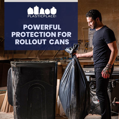 Plasticplace 65 Gallon Trash Bags │ 2.7 Mil │ Black Heavy Duty Garbage Can Liners │ 50” x 48” (25 Count) (W65LDB225A)