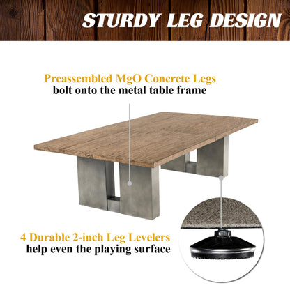 Barrington 9 ft Aurora Outdoor Ping Pong Table Easy Assembly Official Size Combo Dining and Tennis Table with Removable Metal Net and Fitted Table Cover