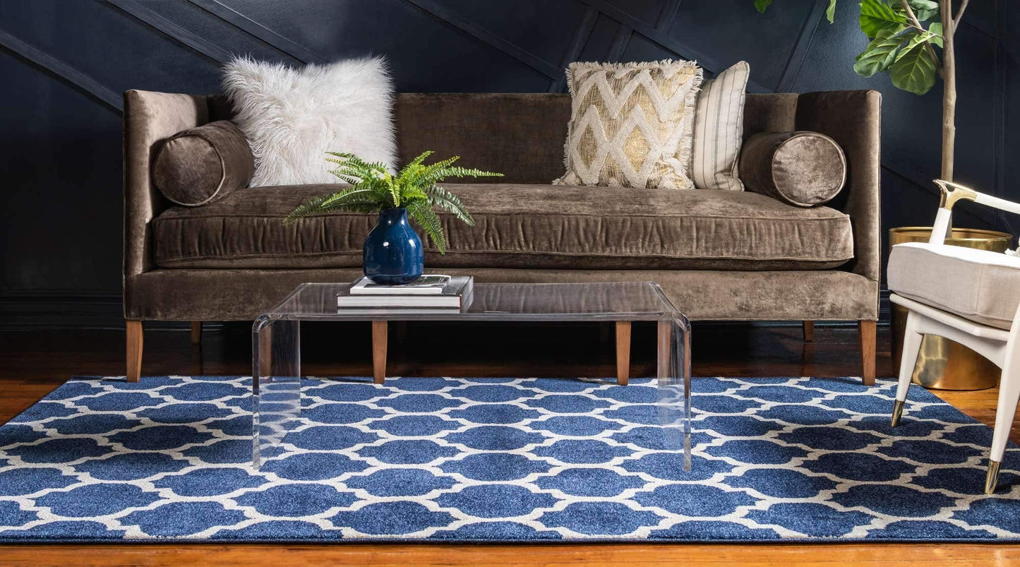 Unique Loom Trellis Collection Area Rug - Philadelphia (10' x 14' 1" Rectangle Dark Blue/Navy Blue)