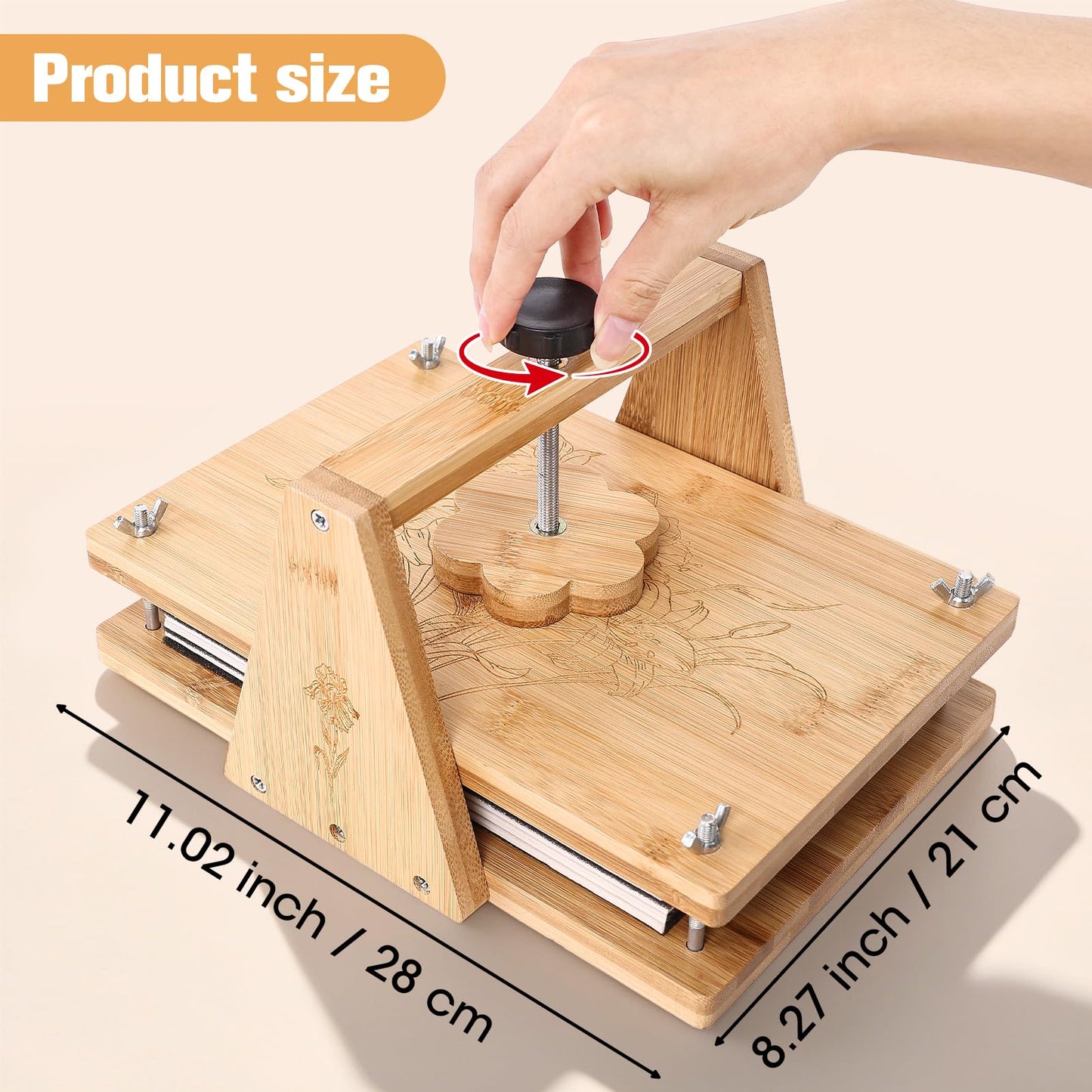 Bemoauty Flower Pressing Kit for Adults and Teens, 6 Layers Wood Flower Press 11.8" x 8", Flower Preservation Kits with 6 Sponge Sheet, Drying Plates and 24 Lining Papers, DIY Art & Crafts Gift