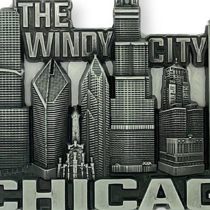 Chicago Souvenir Magnet, Windy City Skyline Decoration, Durable Refrigerator and Office Magnetic Decal
