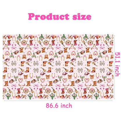 umoni Cowgirl Party Supplies Pink Western Cowgirl Tablecloth 2PCS Coquette Cowgirl Party Supplies Tablecover Disposable Wild West Guitar Bow and Boot Table Cover for Birthday Baby Shower Decor