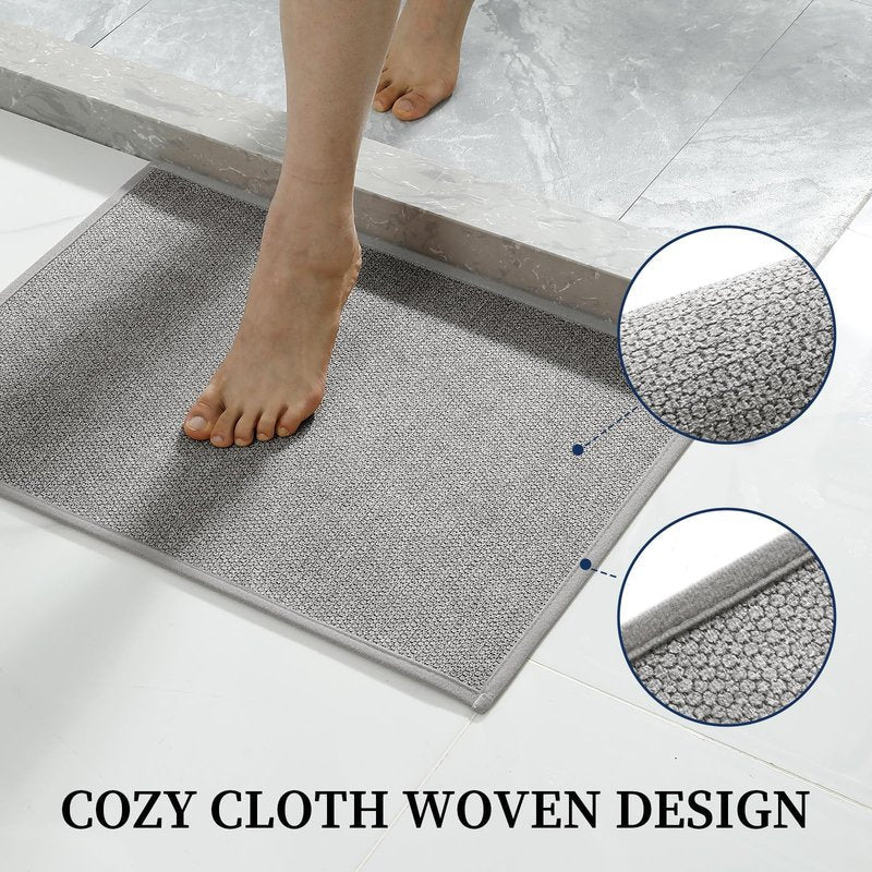 YIHOUSE Gray Bathroom Rugs Sets 3 Piece, Quick Dry Thin Bath Mat with Toilet Rug, Non Slip Absorbent Machine Washable, Bath Runner Rugs for Bathtub Sink Home Decor