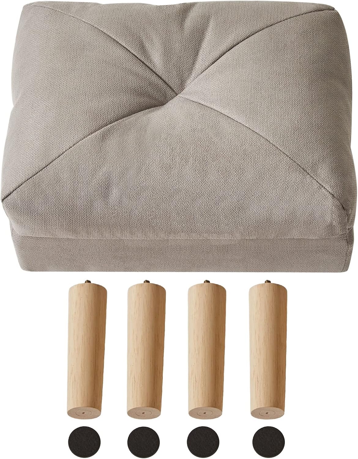 15.75" UHBD023G YMYNY Small Foot Stool Ottoman, Footrest with Sponge Soft Padded Seat, Cotton-Linen Blend Fabric