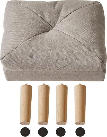 15.75" UHBD023G YMYNY Small Foot Stool Ottoman, Footrest with Sponge Soft Padded Seat, Cotton-Linen Blend Fabric