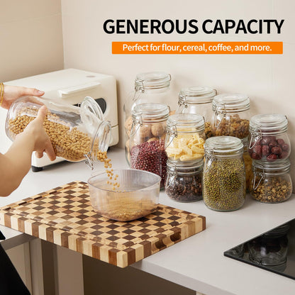 6 Pack 17oz Food Storage Jars with Airtight Lids, Preserving Seal Wire Clip Fastening Glass Containers, Canisters for Kitchen Organization, Flour, Cereal, Pasta, Sugar, Beans, Pickling Jars (17 Oz*6)