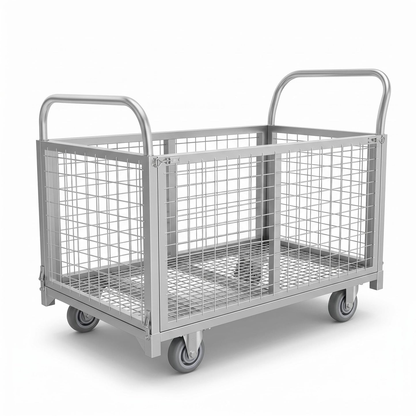 Silver Wire Mesh Cart, 300kg Load Capacity, Aluminum Alloy Construction for Home, Pet Store and Warehouse Use