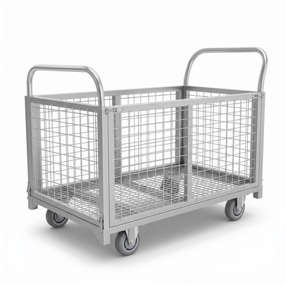 Silver Wire Mesh Cart, 300kg Load Capacity, Aluminum Alloy Construction for Home, Pet Store and Warehouse Use