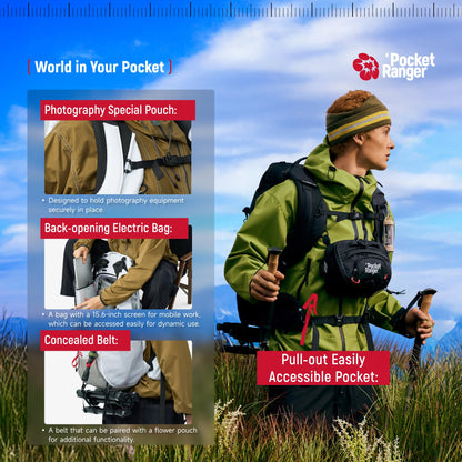 VSGO Pocket Ranger Outdoor Backpack - Expandable, Suitable for Outdoor Activities, with 24 Attachment Points (White, 35-42L)