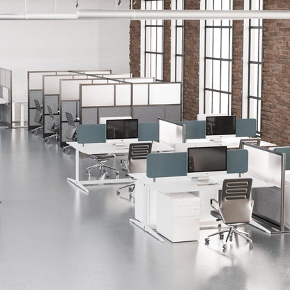 Stand Up Desk Store Expanse Modular Wall | 70'' x 48'' Wall | Expandable Partition Room Divider with Rearrangeable Frosted Acrylic & Sound Absorbent Wide Panels (Silver Frame)