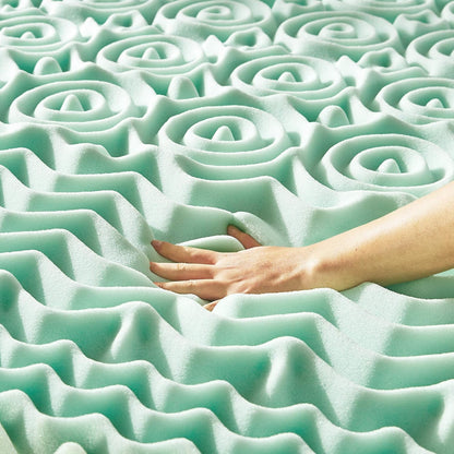 Best Price Mattress Twin Mattress Topper - 1.5 Inch 5-Zone Memory Foam Aloe Infused Cooling Mattress Pad