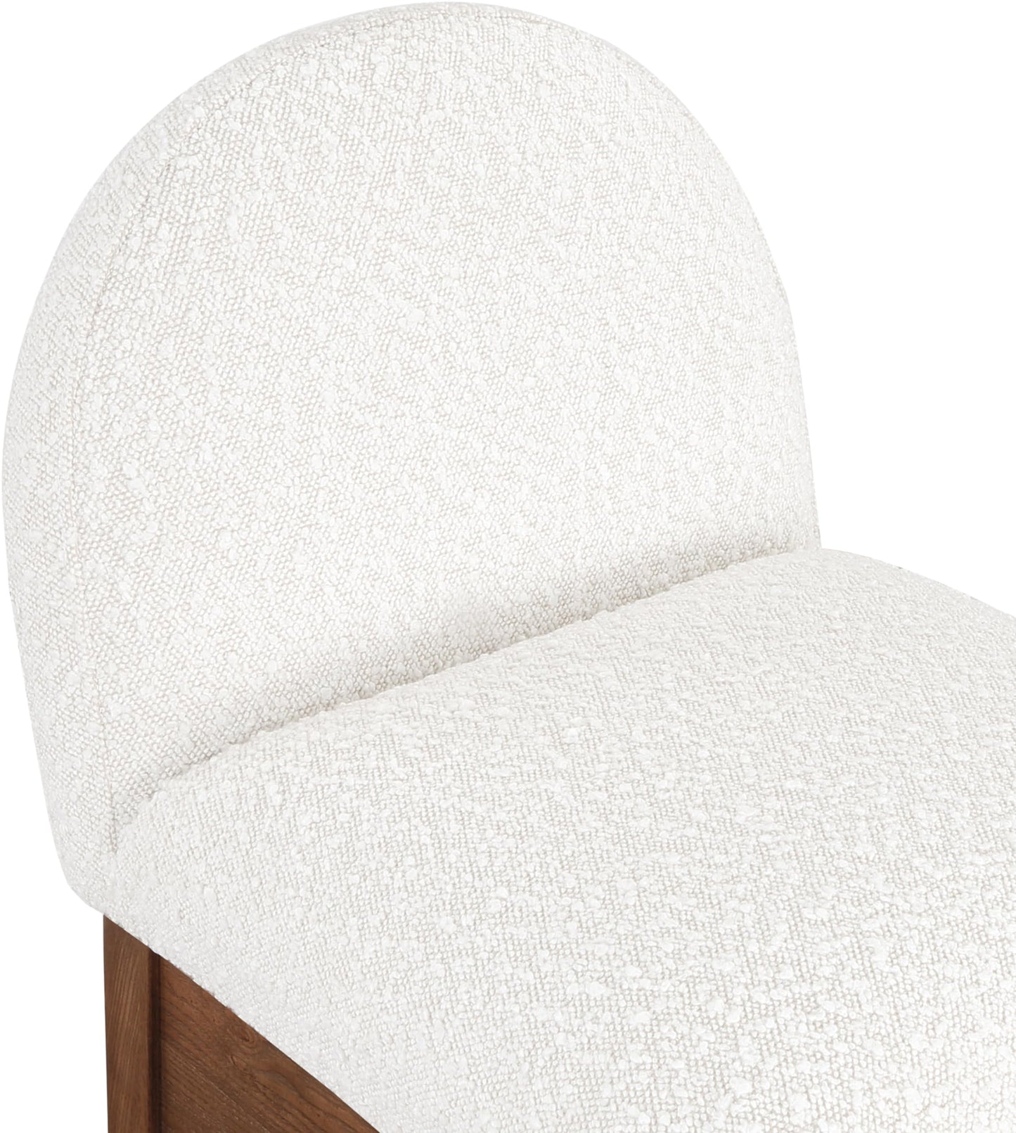 Meridian Furniture 399Cream-C Waldorf Collection Art Deco Stool with Rich Cream Boucle Fabric, Solid Ash Wood, Walnut Brown Finish, Counter Height Stool, 18" W x 20" D x 37" H, Cream