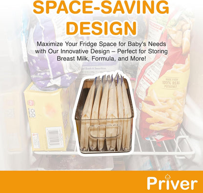 2 pack 5.2 9.3" 4.2" Priver - Breast Milk Freezer Storage Containers, - Breastfeeding Essential in Organization