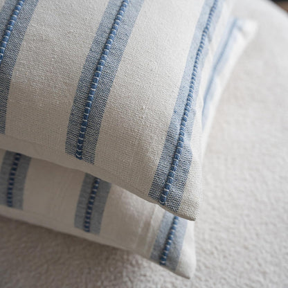 18x18 Set 2, Cethom Boho Throw Pillow Covers of Beige and Blue Striped Decorative Pillow Cases for Couch Chair Bed