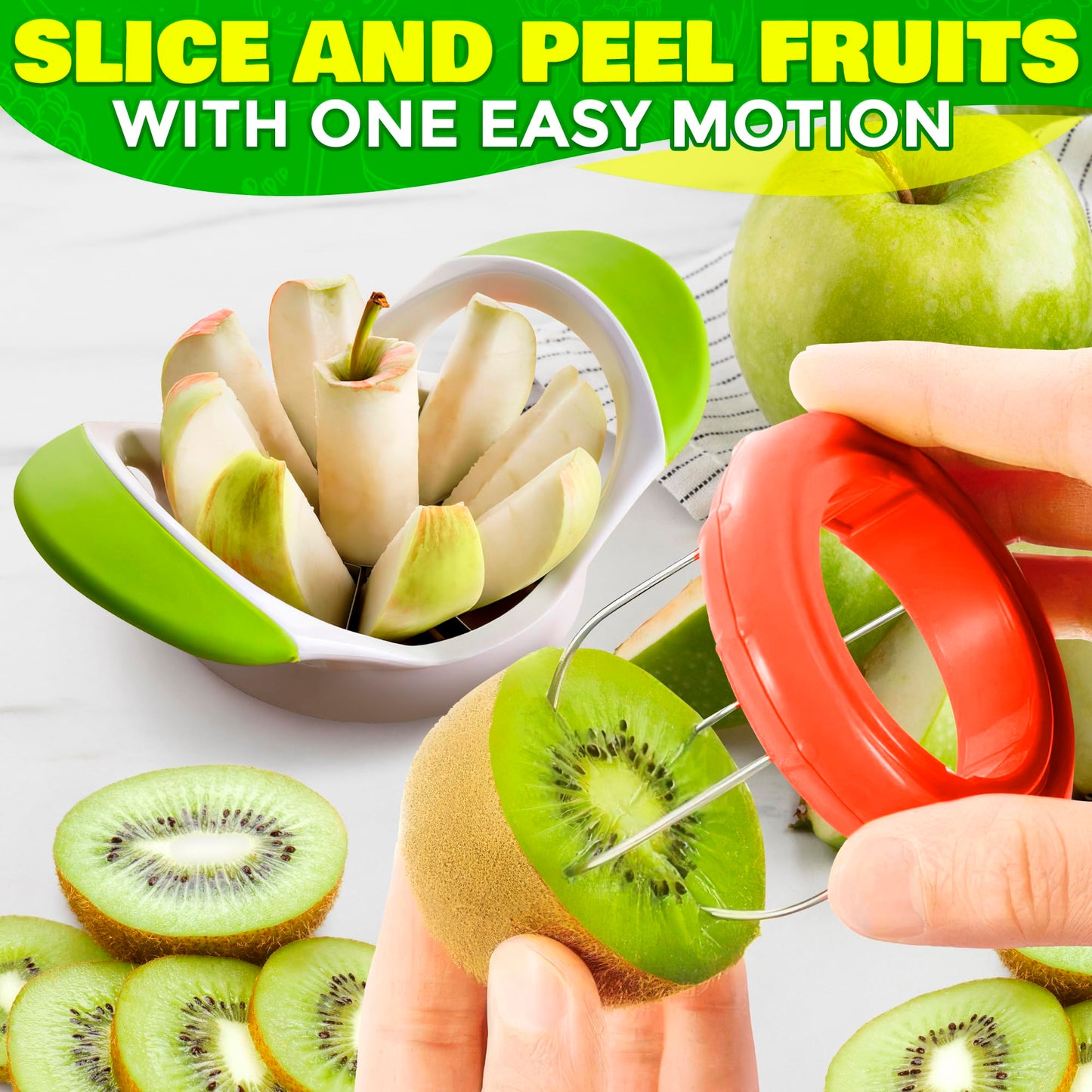 9 Pcs Pineapple Corer and Slicer Set – Sturdy, Sharp & Easy to Clean Pineapple Slicer Tool with Fruit Corer, Slicers and Peelers – Works for Apples, Melons, Avocados, Citrus, Berries, Bananas & More