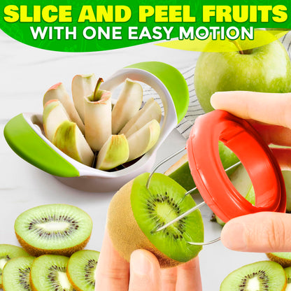 9 Pcs Pineapple Corer and Slicer Set – Sturdy, Sharp & Easy to Clean Pineapple Slicer Tool with Fruit Corer, Slicers and Peelers – Works for Apples, Melons, Avocados, Citrus, Berries, Bananas & More