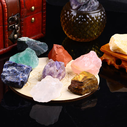 UFEEL 3 LB Bulk Rough Stone Mix Large 1" Natural Raw Crystals for Tumbling Cabbing Polishing Wire Wrapping