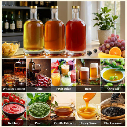 TBWIND 750ml Clear Glass Liquor Bottles with Cork, 4 Pack 25 oz Clear Empty Bottles, Thick Heavy Base Airtight Wine Bottles for Beverages, Liquor, Whiskey, Oil, Vinegar, Wedding Favors & Crafts