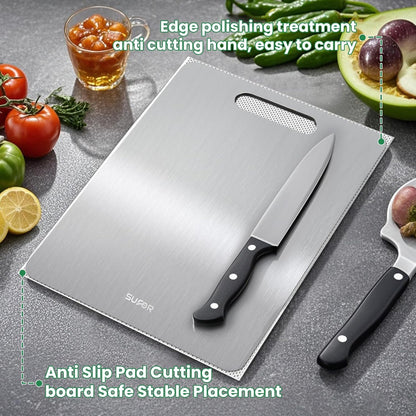 2 Pack 100% (13 9) Titanium Cutting Board, Pure Titanium Cutting Boards For Kitchen, Non-Slip Chopping Board
