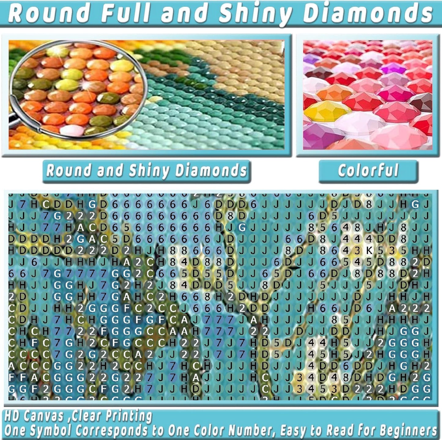 KICHANG 3 Pack Flowers Diamond Art Kits for Adults Beginners,Full Round Drill DIY Van Gogh Diamond Painting Kits,Paint by Diamonds Dot Gem Art Crystal Easy, Home Wall Decor Funny&Gift-12x16in