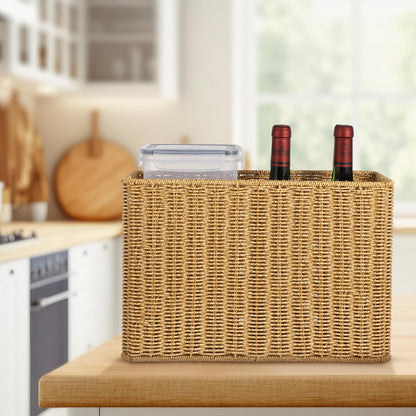 Healeved Woven Seagrass Magazine Basket, Floor Magazine Holder for Books, Newspapers, Tablets