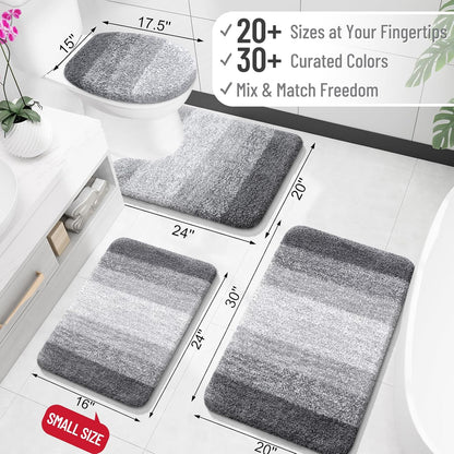 OLANLY Large Microfiber Bath Rugs - Extra Soft & Absorbent | Quick Dry, Machine Washable, 44x32, Grey