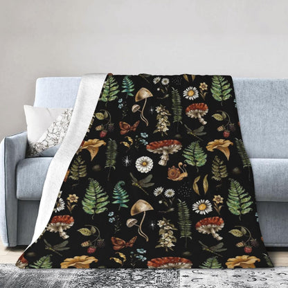 320gsm Cozy (80"x60") Mushrooms Throw Blanket, Fluffy Soft Warm Plush Lightweight Decorative Blanket Gifts for Women