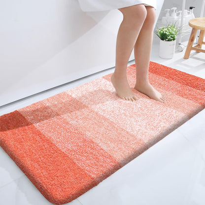 OLANLY Large Bathroom Rugs - Extra Soft Microfiber Mat 50x30 | Quick Dry, Rubber Backing, Coral Color